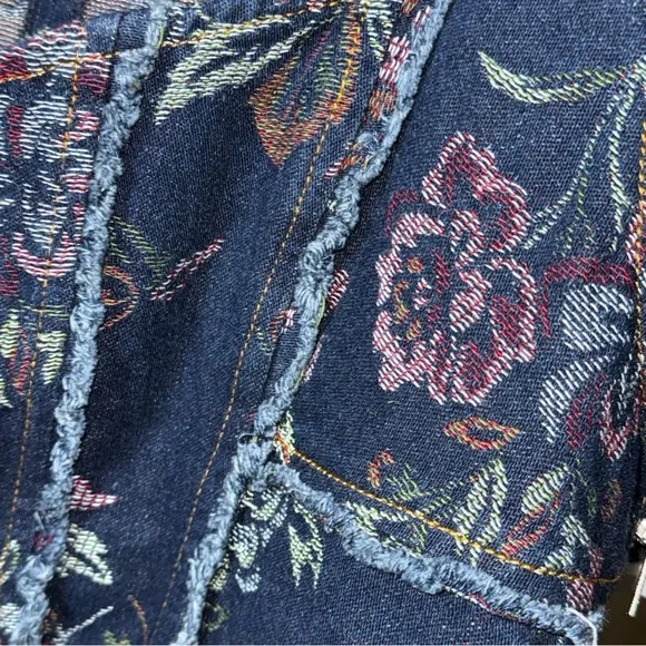 URBAN OUTFITTERS Scarlett Floral Embroidered Denim Sweetheart Mini Dress XL - Picture 10 of 12